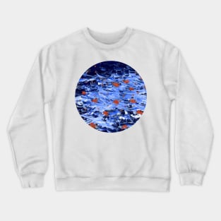 Firefly sea (red on blue) II (circle) Crewneck Sweatshirt